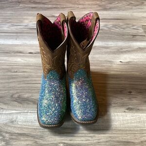 Glitter Teal Boots Size 3